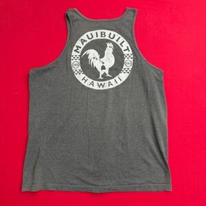VTG Style Maui Built Hawaii Aloha Rooster Tank Top Mens Gray Graphic SURF size